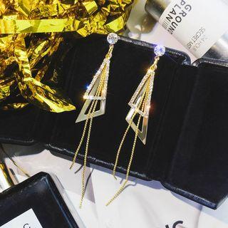 Rhinestone Alloy Triangle Fringed Earring 1 Pair - Metal Geometric Rhinestone - One Size