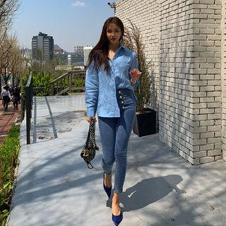 Slit-side Linen Shirt