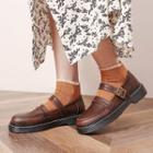 Faux Leather Buckled Strap Loafers