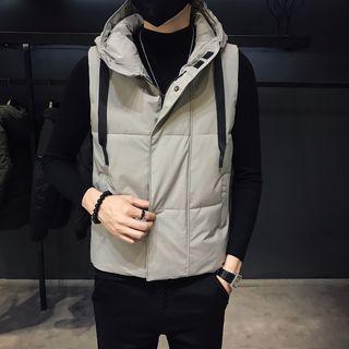 Stand Collar Hooded Padded Vest