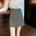 Notch Neck Blouse / Mini A-line Skirt