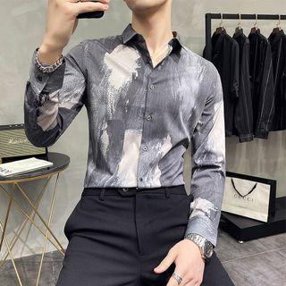 Gradient Oil Painting Long-sleeve Top