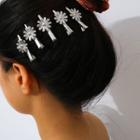 Set: Alloy Flower Hair Clip 1 Pc - 0539 - White Gold - One Size