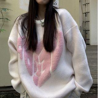 Heart Sweater Love Heart - Pink - One Size