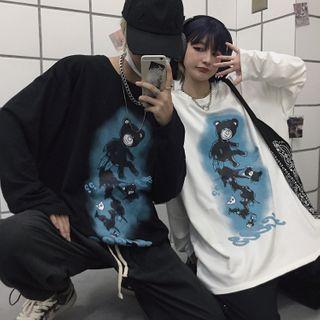 Couple Matching Long Sleeve Bear Print T-shirt