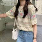 Short Sleeve Eyelet-knit Top / Short Sleeve Eyelet-knit Tank Top