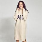 Turtle-neck Letter Print Knit Dress