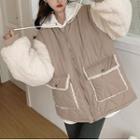 Contrast Fleece Panel Padded Jacket