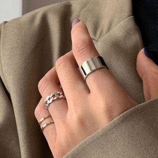 Set Of 3: Stainless Steel Open Ring (various Designs)
