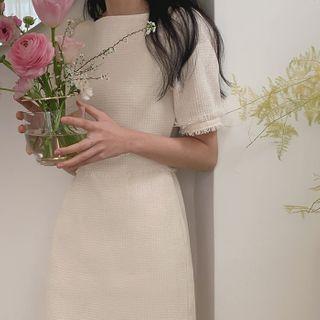 [cle.] Fringed Tweed A-line Dress