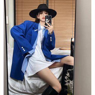 England-style Loose-fit Blazer Blue - One Size