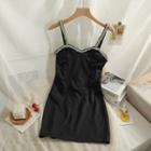 Rhinestone-trim Sleeveless Mini Dress