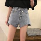 Trim Denim Shorts High-waist Pants As Shown In Figure - Xxxs