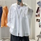 Long-sleeve Hooded Loose-fit Shirt