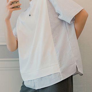 Striped Panel Short-sleeve Tee