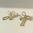 Rhinestone Bow Stud Earring / Clip-on Earring 1 Pair - Stud Earrings - Gold - One Size