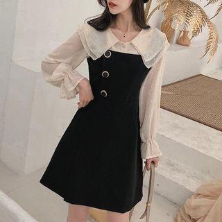 Embroidered Shirt / Sleeveless Mini A-line Dress