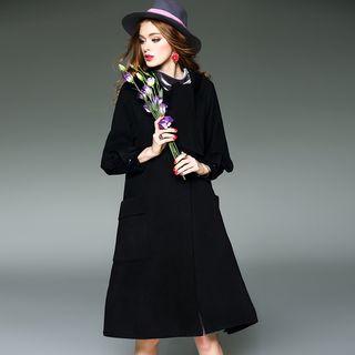 Tie-neck Wool Buttoned Coat