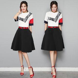 Set: Panel Top + A-line Skirt
