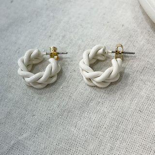 Twisted Open Hoop Earrings Ivory - One Size