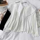 Sailor-collar Loose-fit Velvet Shirt