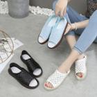 Perforated Faux Leather Sandals