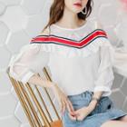 Shoulder Cut Out 3/4-sleeve Blouse
