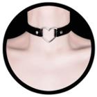 Faux Leather Heart Choker Love Heart - Black - One Size