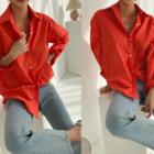 Dip-back Loose-fit Shirt Orange Red - One Size