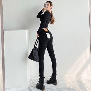 Brushed Fleece-lined Stretched Skinny Jeans