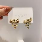 Heart Alloy Fringed Earring 1 Pair - Stud Earring - S925 Silver Needle - Heart - Gold - One Size