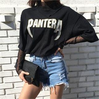 Lettering Cutout Accent T-shirt