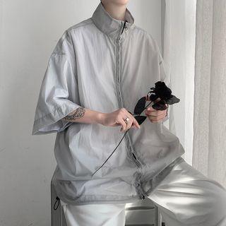 Short-sleeve Stand-collar Zip Jacket