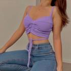 Shirred Tie-strap Cropped Camisole Top