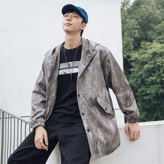 Tie Dye Buttoned Hooded Windbreaker