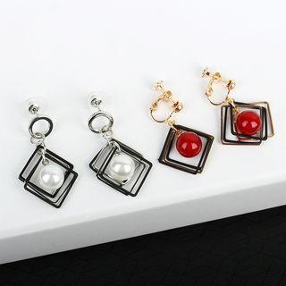 Beaded Rhombus Drop Earring