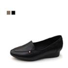 Sheepskin Point-toe Wedge Loafers