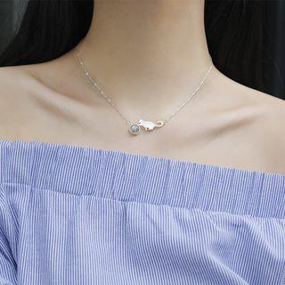 Cat Moonstone Pendant Sterling Silver Necklace Silver - One Size
