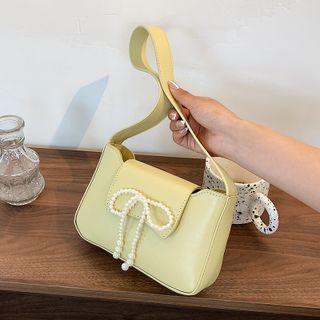 Faux Pearl Bow Shoulder Bag
