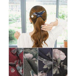 Faux-pearl Patterned Bow Hair Tie