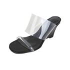 Transparent-strap Wedge-heel Mules