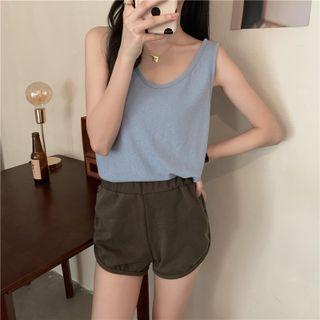 V-neck Plaid Tank Top