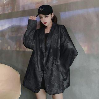 Dragon Print Blazer Black - One Size