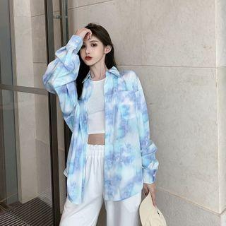 Long-sleeve Tie-dye Chiffon Shirt