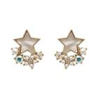 Faux Pearl Star Earring 1 Pair - Silver Pin - As Shown In Figure - One Size