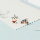 Non-matching Stud Earring 1 Pair - 123 - One Size