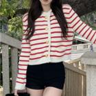Striped Cardigan Beige & Red - One Size