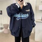 Long Sleeve Two-tone Letter Embroidered Baseball Jacket