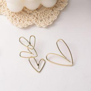 Asymmetrical Heart Earring 1 Pr - Gold - One Size