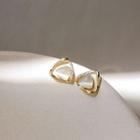 Triangle Cat Eye Stone Earring 1 Pair - Gold - One Size